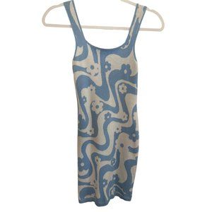 Hollister Blue & White, Floral Print Sleeveless Sweater Dress, Size XS